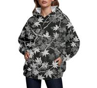 Sudaderas con capucha para mujer, con bolsillos de hoja de arce, ajuste holgado, camuflaje, floral, sudaderas con capucha a la moda, para invierno y otoño, cómodas y casuales, marrón, S