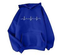 Sudaderas con capucha para mujer, con cordón y bolsillos, con diseño de corazón, mariposa, diente de león, amor, para invierno, cómoda, casual, a la moda, para otoño, azul, S