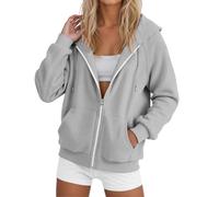 Sudaderas con capucha para mujer, con cremallera, ajuste holgado, casual, deportiva, suave, cómoda, con capucha, para otoño, delgada, a la moda, Backwoods, Workou Western para mujer, anime Y2K, gris
