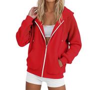 Sudaderas con capucha para mujer, con cremallera, ajuste holgado, casual, deportiva, suave, cómoda, con capucha, para otoño, delgada, a la moda, Backwoods, Workou Western para mujer, anime Y2K, rosso