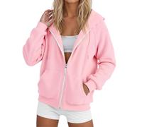 Sudaderas con capucha para mujer, con cremallera, ajuste holgado, casual, deportiva, suave, cómoda, con capucha, para otoño, delgada, a la moda, Backwoods, Workou Western para mujer, anime Y2K, rosa