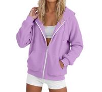 Sudaderas con capucha para mujer, con cremallera, ajuste holgado, casual, deportiva, suave, cómoda, con capucha, para otoño, delgada, a la moda, Backwoods, Workou Western para mujer, anime Y2K, Morado