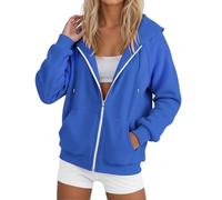 Sudaderas con capucha para mujer, con cremallera, ajuste holgado, casual, deportiva, suave, cómoda, con capucha, para otoño, delgada, a la moda, Backwoods, Workou Western para mujer, anime Y2K, azul