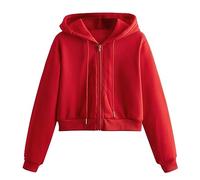 Sudaderas con capucha para mujer con cremallera en el Reino Unido recortadas - Sudaderas ligeras con cremallera completa para mujer, abrigo ajustado de ajuste clásico, chaquetas con cremallera y