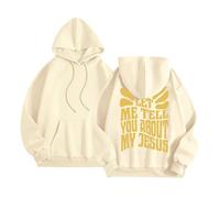 Sudaderas con capucha para mujer con diseño de Christian Let Me Tell You About My Jesus 2025, sudaderas estéticas modernas con capucha Pray The Lord Cute with Hood Casual Graphic Neck Long Sleeve