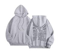 Sudaderas con capucha para mujer con diseño de Christian Let Me Tell You About My Jesus 2025, sudaderas estéticas modernas con capucha Pray The Lord Cute with Hood Casual Graphic Neck Long Sleeve