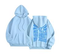 Sudaderas con capucha para mujer con diseño de Christian Let Me Tell You About My Jesus 2025, sudaderas estéticas modernas con capucha Pray The Lord Cute with Hood Casual Graphic Neck Long Sleeve