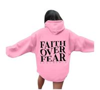 Sudaderas con capucha para mujer, con diseño de fe sobre el miedo, para adolescentes, para adolescentes, Jesús, verano, cristiano, con capucha, para universidad, suéteres lindos, rosa, XL