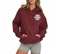 Sudaderas con capucha para mujer, con diseño de texto en inglés "Christian God Loves You", de moda, con capucha y texto en inglés "Faith Workou", informales, con gráficos, a la moda, gótica, religiosa