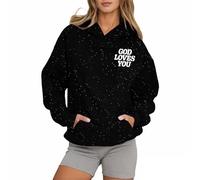 Sudaderas con capucha para mujer, con diseño de texto en inglés "Christian God Loves You", de moda, con capucha y texto en inglés "Faith Workou", informales, con gráficos, a la moda, gótica, religiosa