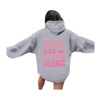 Sudaderas con capucha para mujer, con diseño gráfico «Every Day Is A Second Chance» para adolescentes, para la playa, universidad, ropa cómoda y gótica, Gris Claro, L