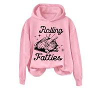 Sudaderas con capucha para mujer con estampado de gato gordo con estampado de gatos y mamá, manga larga, ropa deportiva para mujer, sudadera con capucha moderna y cómoda, casual, sudaderas con capucha