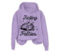 Sudaderas con capucha para mujer con estampado de gato gordo con estampado de gatos y mamá, manga larga, ropa deportiva para mujer, sudadera con capucha moderna y cómoda, casual, sudaderas con capucha