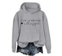 Sudaderas con capucha para mujer, con estampado de San Valentín, con texto en inglés "Life Is Better With My Girls", suéteres casuales de manga larga de gran tamaño, suéteres divertidos, regalos de