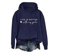 Sudaderas con capucha para mujer, con estampado de San Valentín, con texto en inglés "Life Is Better With My Girls", suéteres casuales de manga larga de gran tamaño, suéteres divertidos, regalos de
