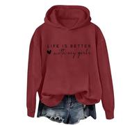Sudaderas con capucha para mujer, con estampado de San Valentín, con texto en inglés "Life Is Better With My Girls", suéteres casuales de manga larga de gran tamaño, suéteres divertidos, regalos de