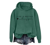 Sudaderas con capucha para mujer, con estampado de San Valentín, con texto en inglés "Life Is Better With My Girls", suéteres casuales de manga larga de gran tamaño, suéteres divertidos, regalos de