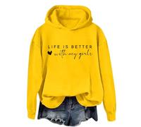 Sudaderas con capucha para mujer, con estampado de San Valentín, con texto en inglés "Life Is Better With My Girls", suéteres casuales de manga larga de gran tamaño, suéteres divertidos, regalos de