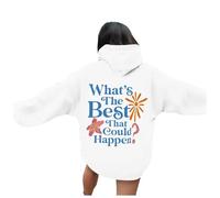Sudaderas con capucha para mujer, con estampado gráfico de What's The Best That Could Happen, de la temporada 2025, estilo casual, con capucha, para otoño, estilo campestre, ajuste holgado, de anime