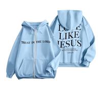 Sudaderas con capucha para mujer, con forro polar, aisladas, de gran tamaño, con gráfico de confianza en el Señor, para otoño, clima frío, con capucha, ropa para adolescentes, amor como Jesús, con