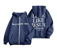 Sudaderas con capucha para mujer, con forro polar, aisladas, de gran tamaño, con gráfico de confianza en el Señor, para otoño, clima frío, con capucha, ropa para adolescentes, amor como Jesús, con