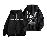 Sudaderas con capucha para mujer, con forro polar, aisladas, de gran tamaño, con gráfico de confianza en el Señor, para otoño, clima frío, con capucha, ropa para adolescentes, amor como Jesús, con