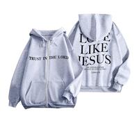 Sudaderas con capucha para mujer, con forro polar, aisladas, de gran tamaño, con gráfico de confianza en el Señor, para otoño, clima frío, con capucha, ropa para adolescentes, amor como Jesús, con