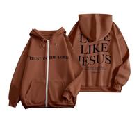 Sudaderas con capucha para mujer, con forro polar, aisladas, de gran tamaño, con gráfico de confianza en el Señor, para otoño, clima frío, con capucha, ropa para adolescentes, amor como Jesús, con
