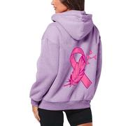 Sudaderas con capucha para mujer, con forro polar, con cordón, térmica, para invierno, para concienciación sobre el cáncer de mama, casual, con cremallera, manga larga, trajes deportivos, modernos