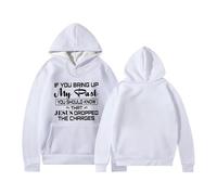 Sudaderas con capucha para mujer, con texto en inglés "If You Bring Up Mu Past Jesus Dropped The Charges", con cordón, sudadera con capucha para mujer, moderna, cómoda, casual, otoño, invierno, blanco