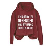 Sudaderas con capucha para mujer, con texto en inglés "I'm Sorry If I Offended You By Using Facts Logic" de manga larga, ropa deportiva para mujer, sudadera con capucha para invierno, cómoda, casual