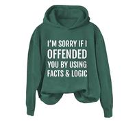 Sudaderas con capucha para mujer, con texto en inglés "I'm Sorry If I Offended You By Using Facts Logic" de manga larga, ropa deportiva para mujer, sudadera con capucha para invierno, cómoda, casual