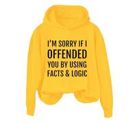 Sudaderas con capucha para mujer, con texto en inglés "I'm Sorry If I Offended You By Using Facts Logic" de manga larga, ropa deportiva para mujer, sudadera con capucha para invierno, cómoda, casual