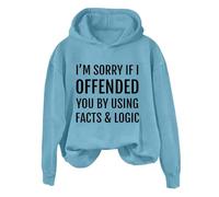 Sudaderas con capucha para mujer, con texto en inglés "I'm Sorry If I Offended You By Using Facts Logic" de manga larga, ropa deportiva para mujer, sudadera con capucha para invierno, cómoda, casual