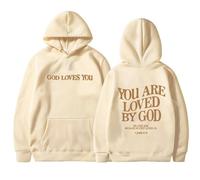 Sudaderas con capucha para mujer con texto en inglés "Jesus You Are Loved By God" 2025 Christian Fall - Sudadera con capucha de manga larga con letras de fe, trajes gráficos de manga larga Y2K