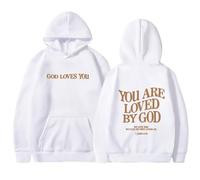 Sudaderas con capucha para mujer con texto en inglés "Jesus You Are Loved By God" 2025 Christian Fall - Sudadera con capucha de manga larga con letras de fe, trajes gráficos de manga larga Y2K