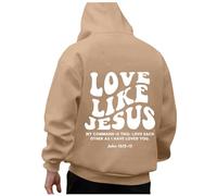 Sudaderas con capucha para mujer, con texto en inglés "Love Like Jesus", con texto en inglés "I Love Jesus God", ropa de otoño, caqui, L