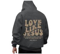 Sudaderas con capucha para mujer, con texto en inglés "Love Like Jesus", con texto en inglés "I Love Jesus God", ropa de otoño, gris oscuro, XL