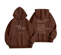 Sudaderas con capucha para mujer con texto en inglés "To The Person Behind Me You Are Amazing Beautiful And Enough Ladies Hoodie Otoño Invierno Moderna Cómodo Casual Pullover Sudaderas con capucha