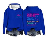 Sudaderas con capucha para mujer con texto en inglés "You Matter To The Person Behind Me Are Amazing Beautiful And Enough Long Sleeve Ladies Hoodie Pullover Fall Trendy Hoody", cómodas y casuales para