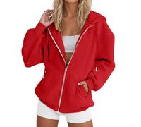 Sudaderas con capucha para mujer, de gran tamaño, con cremallera, a la moda, casual, holgada, de manga larga, cárdigans de cuello redondo, cómodas chaquetas para otoño e invierno, chaqueta rosa, traje