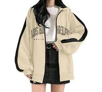 Sudaderas con capucha para mujer, de Los Ángeles, California, con cremallera, estilo gótico, con cordón, con cremallera, de gran tamaño, retazos, bloques de color, sudaderas con capucha 2025 con