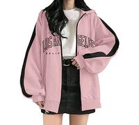 Sudaderas con capucha para mujer, de Los Ángeles, California, con cremallera, estilo gótico, con cordón, con cremallera, de gran tamaño, retazos, bloques de color, sudaderas con capucha 2025 con