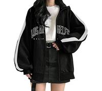 Sudaderas con capucha para mujer, de Los Ángeles, California, con cremallera, estilo gótico, con cordón, con cremallera, de gran tamaño, retazos, bloques de color, sudaderas con capucha 2025 con