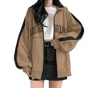 Sudaderas con capucha para mujer, de Los Ángeles, California, con cremallera, estilo gótico, con cordón, con cremallera, de gran tamaño, retazos, bloques de color, sudaderas con capucha 2025 con