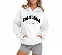 Sudaderas con capucha para mujer, de Los Ángeles, California, Western, de moda, con letras, esenciales, Y2K, informales, con gráficos, rústicos, Workou 2025, ajuste holgado, blanco, XXL