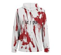Sudaderas con capucha para mujer, de manga larga, con estampado de letras sangrientas, para Halloween, estilo casual, hot pink, S