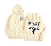 Sudaderas con capucha para mujer, diseño con texto en inglés "I'm Just A Girl", con capucha, ajuste holgado, a la moda, para adolescentes, diseño gráfico de letras, casual, de dibujos animados, Y2K