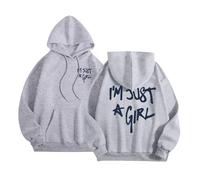 Sudaderas con capucha para mujer, diseño con texto en inglés "I'm Just A Girl", con capucha, ajuste holgado, a la moda, para adolescentes, diseño gráfico de letras, casual, de dibujos animados, Y2K