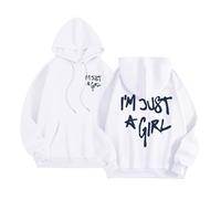 Sudaderas con capucha para mujer, diseño con texto en inglés "I'm Just A Girl", con capucha, ajuste holgado, a la moda, para adolescentes, diseño gráfico de letras, casual, de dibujos animados, Y2K